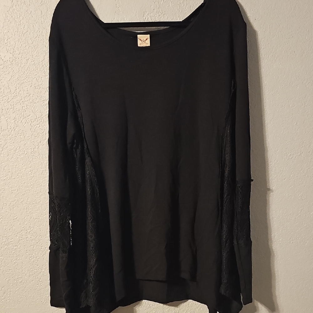 📢5 For $20 Faded Glory Black Long Sleeve Boxy Blouse